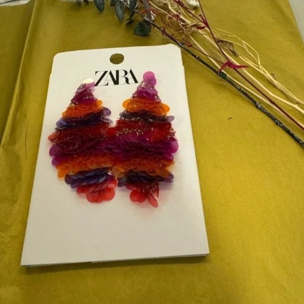 Zara Cascade Sequins Earrings Nwt 🔥🔥✨💖💖 - Picture 6 of 8